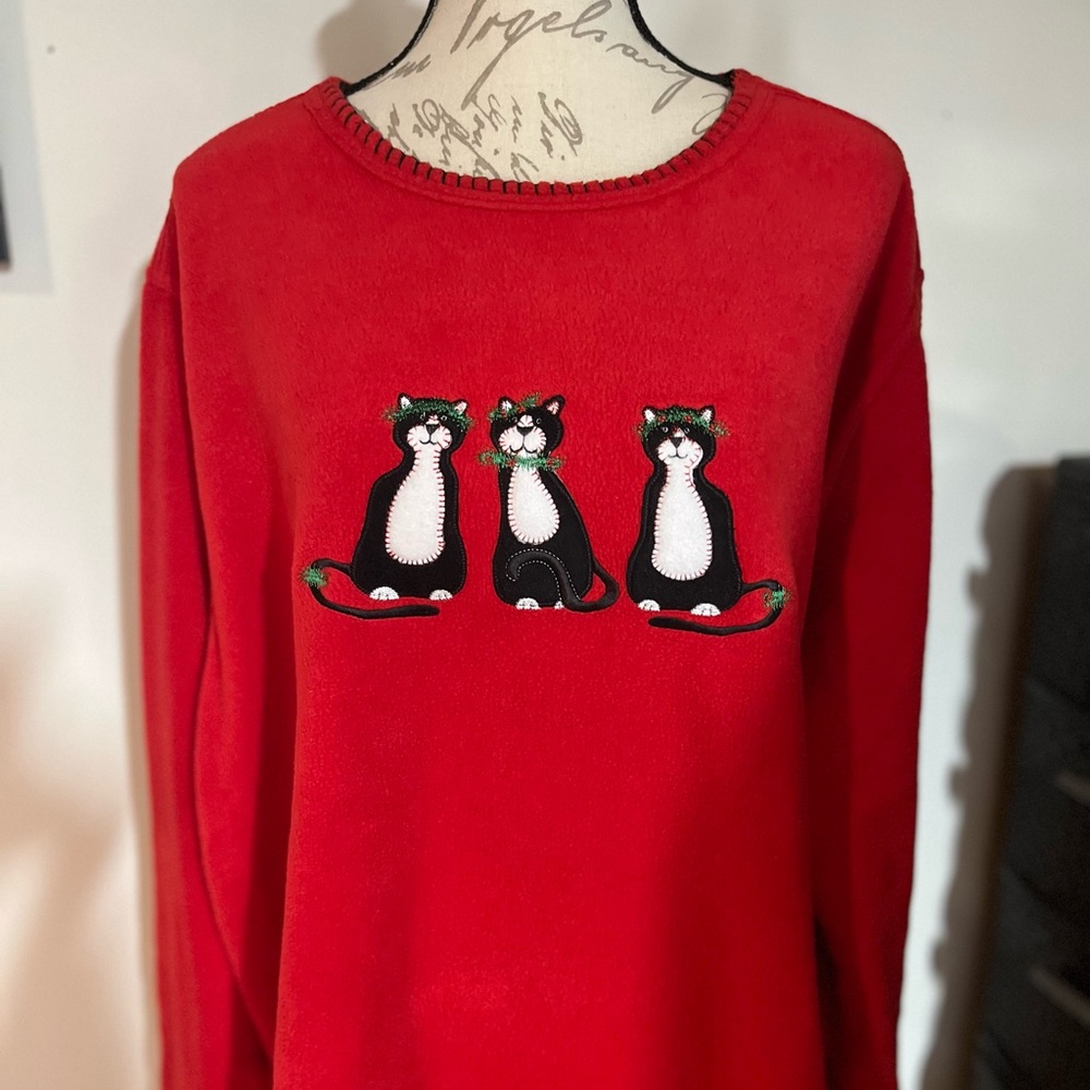 Stephanie Roger’s By Fashion Trend Plus Red Women's Sweater with Cat Design